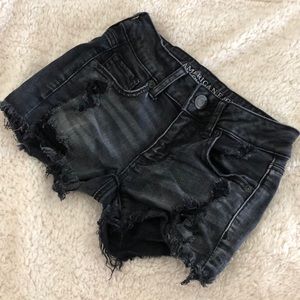 Midi Super Stretch black denim shorts
